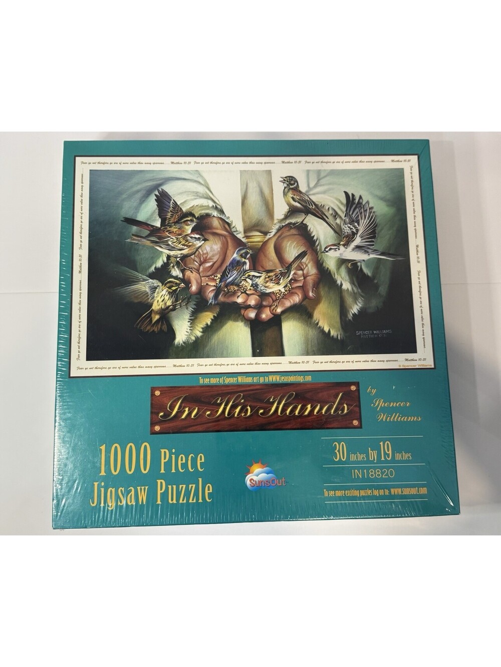 SUNSOUT IN HIS HANDS 1000 PC PUZZLE BIRDS EATING IN JESUS HANDS MATHEW 10:31 NEW
